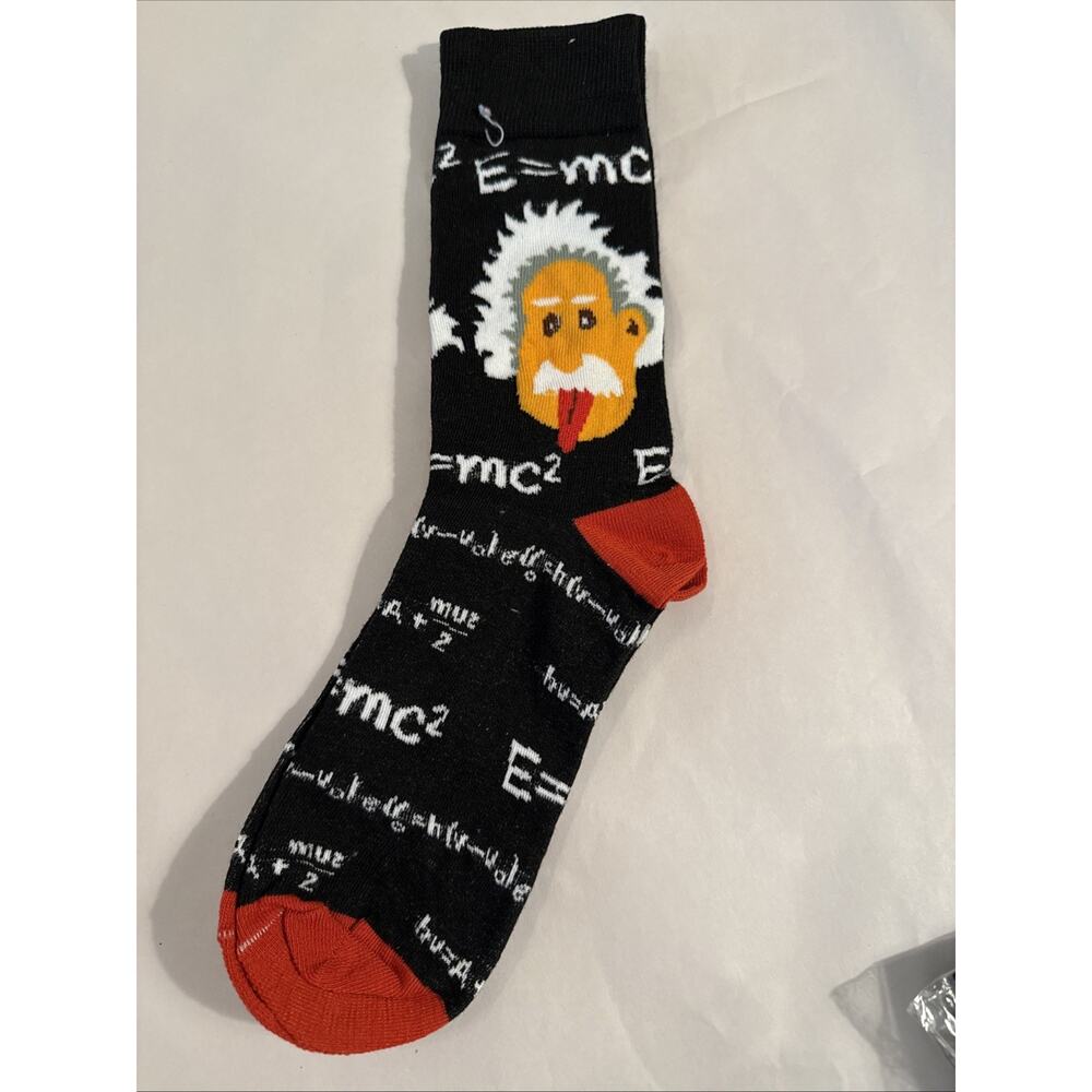 Einstein Socks US (6-10) Cotton 98% E=mc^2, Silly Face